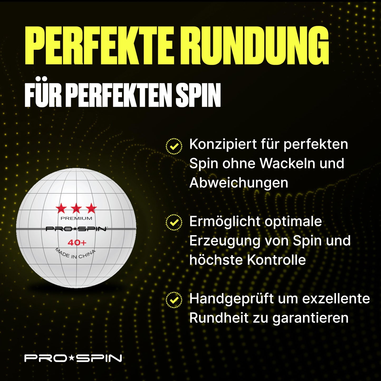 PRO SPIN Table Tennis Balls Elite Series - White Premium Table Tennis Balls 3 Stars | High-performance 40+ ABS balls at tournament level | Perfect roundness, Perfect spin | Precise bounce | Durable
