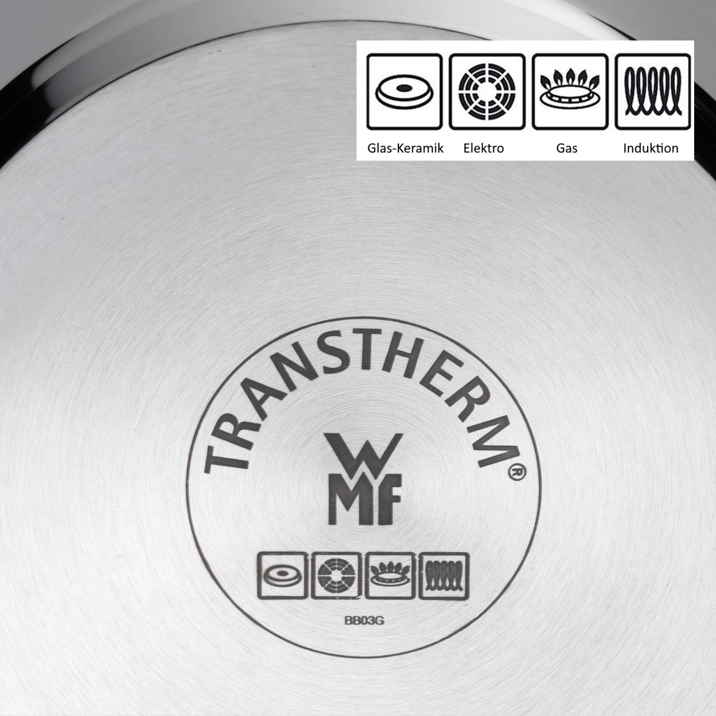 WMF Diadem Plus Stewpot large 24cm, glass lid, induction meatpot 6.5l, polished Cromargan stainless steel, uncoated