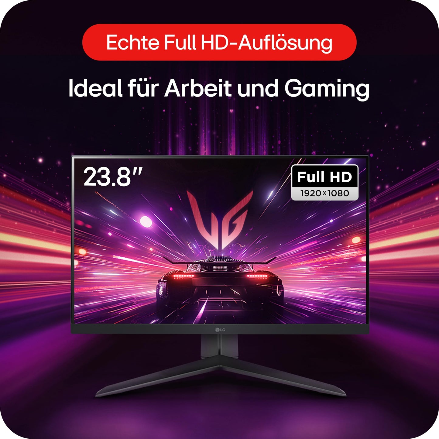 LG Electronics 24GS65F-B.AEU Ultragear™ FHD Gaming IPS-Monitor 24" (60.47cm), 1920 x 1080, 16:9, 1ms GtG, 180 Hz, HDR10, NVIDIA G-Sync™, AMD FreeSync™ - Black