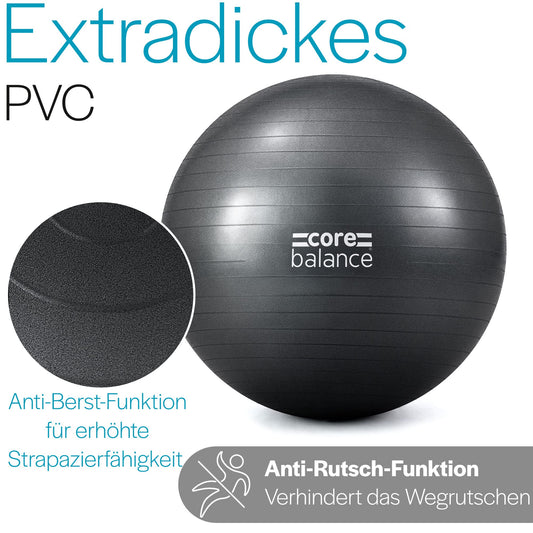Core Balance, burst-resistant exercise ball - for fitness yoga pregnancy - 55cm 65cm 75cm 85cm - includes air pump