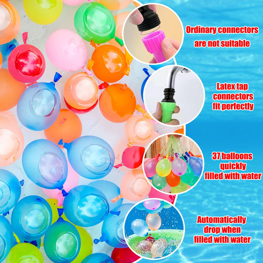 851 Piece Self-Sealing Water Balloons Set - Quickly Fillable Water Bombs with 4 Tap Connectors, Colorful Water Bombs for Water Battles, Perfect for Summer Parties, Pool and Beach Games