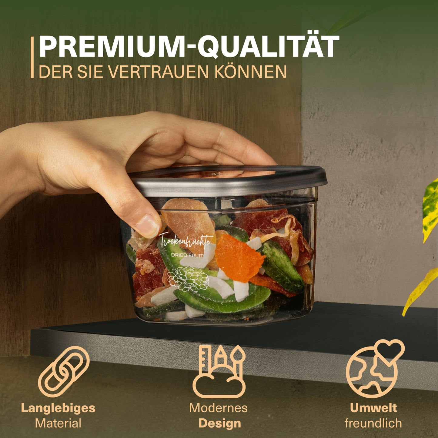 Viwares airtight storage containers with lids | 15-piece storage container set | BPA-FREE | For storing muesli, flour, and sugar | Practical kitchen storage box for all foods
