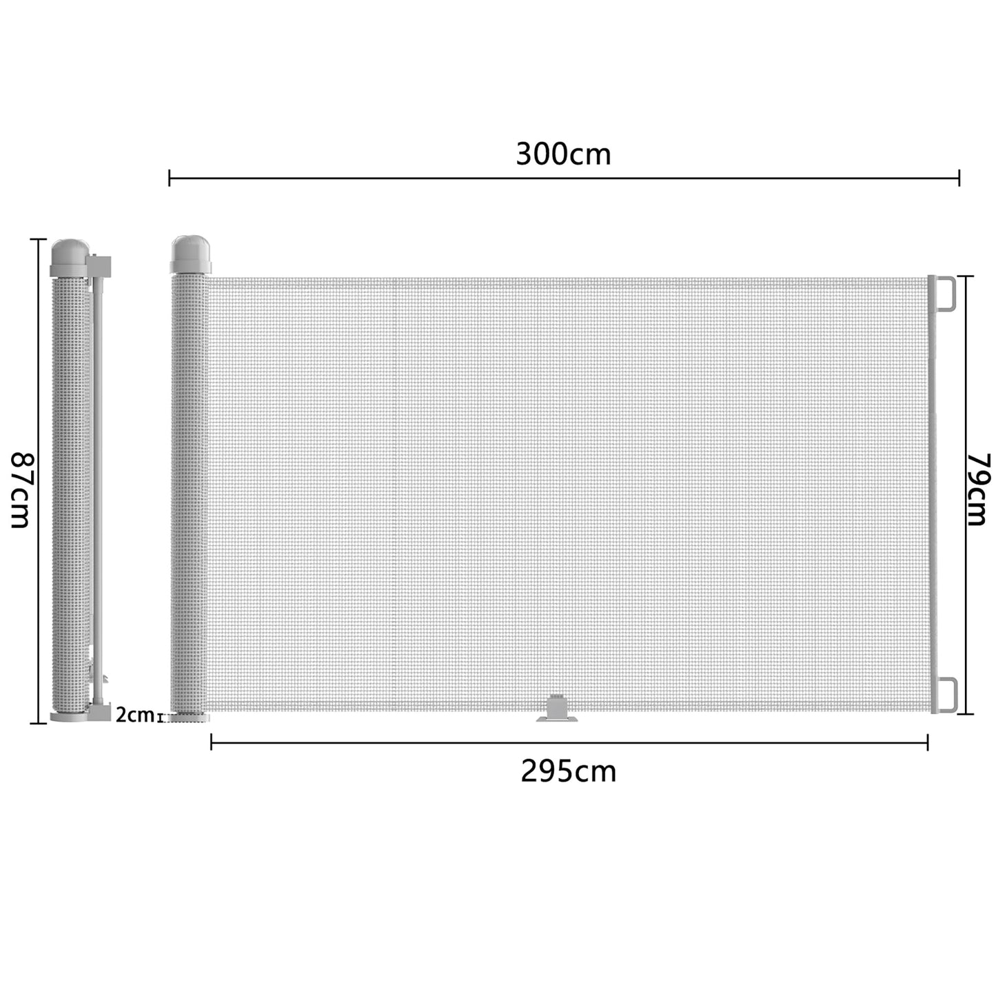 VA-Cerulean Stair Gate Door Gate Retractable for Kids and Baby, 300 cm Lockable Dog Gate Barrier, Stair Gate Pet Barrier, Gray