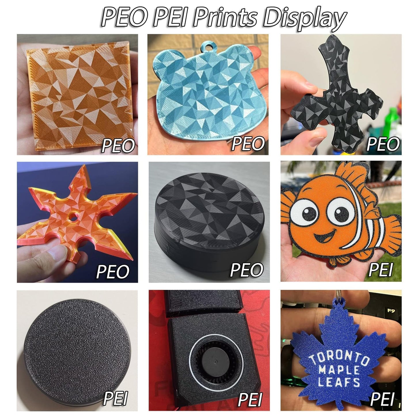 JUUPINE 3D printer PEO PEI Cool Build Plate for Bambu Lab X1C/X1/X1E/P1P/P1S/A1 3D printers, smooth PEO + textured PEI print plate 257 x 257 mm spring steel plate, double-sided flexible plate