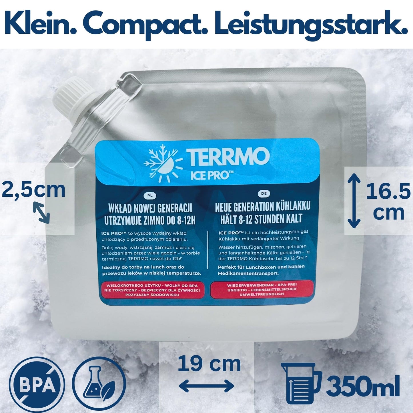 TERRMO Ice Pro™ Small Ice Packs for Cooler Bag, Lunch Box, Cooler, Medications | Extended Cooling Time | Reusable, High Performance | Ice Packs, cool pack 350ml & 19x16cm (4 Pack)