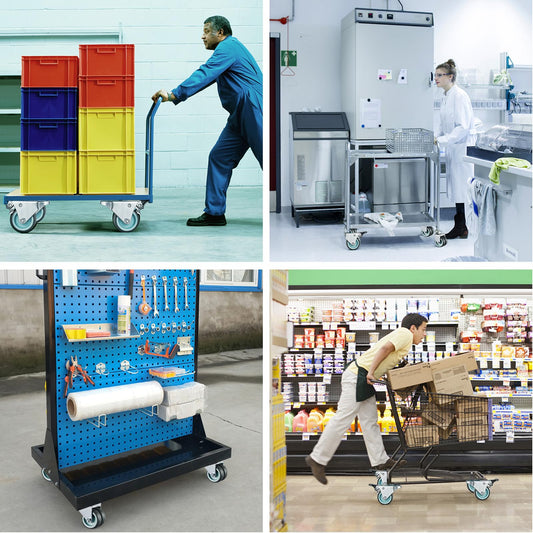 8 pieces double casters swivel casters with brake 50mm transport castors furniture castors with brake up to 400kg beach chair castors heavy duty wheels 360° rotation silent operation (4 brake castors, 4 swivel castors)