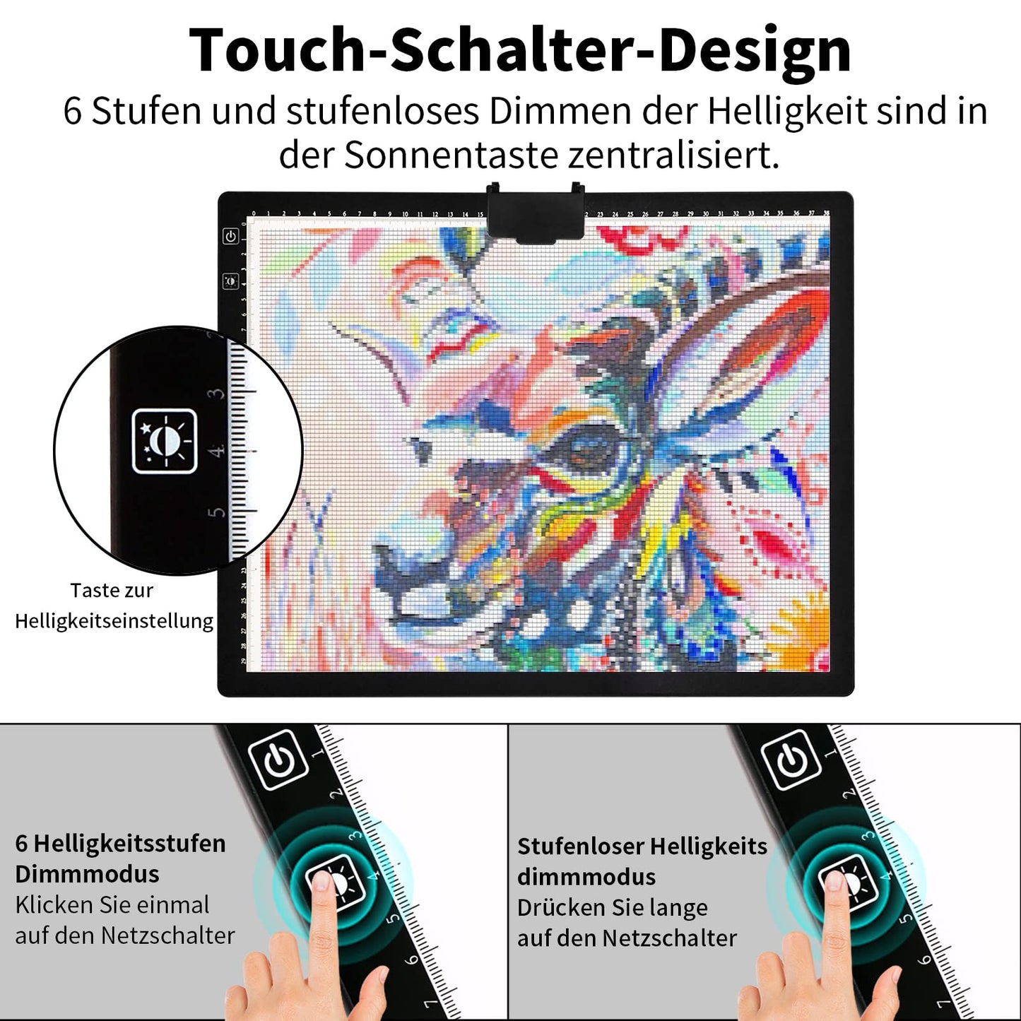 A3 light table with bag, wirelessly battery-operated light box. 3 colors dimmable and 6 brightness levels light board for tracing, rechargeable light pad for diamond painting, sketching.