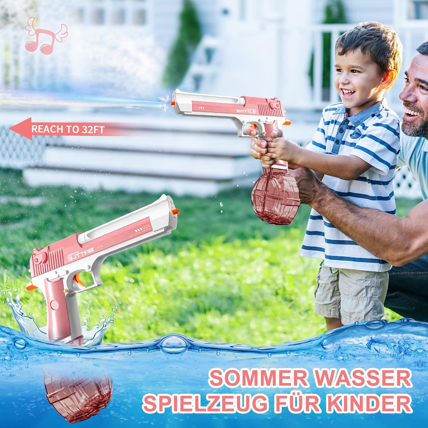 Maxee Electric Water Gun, Toy Water Guns with Light, One-Button Automatic Water Squirt Guns for Kids Adults Summer Pool Party Beach Outdoor