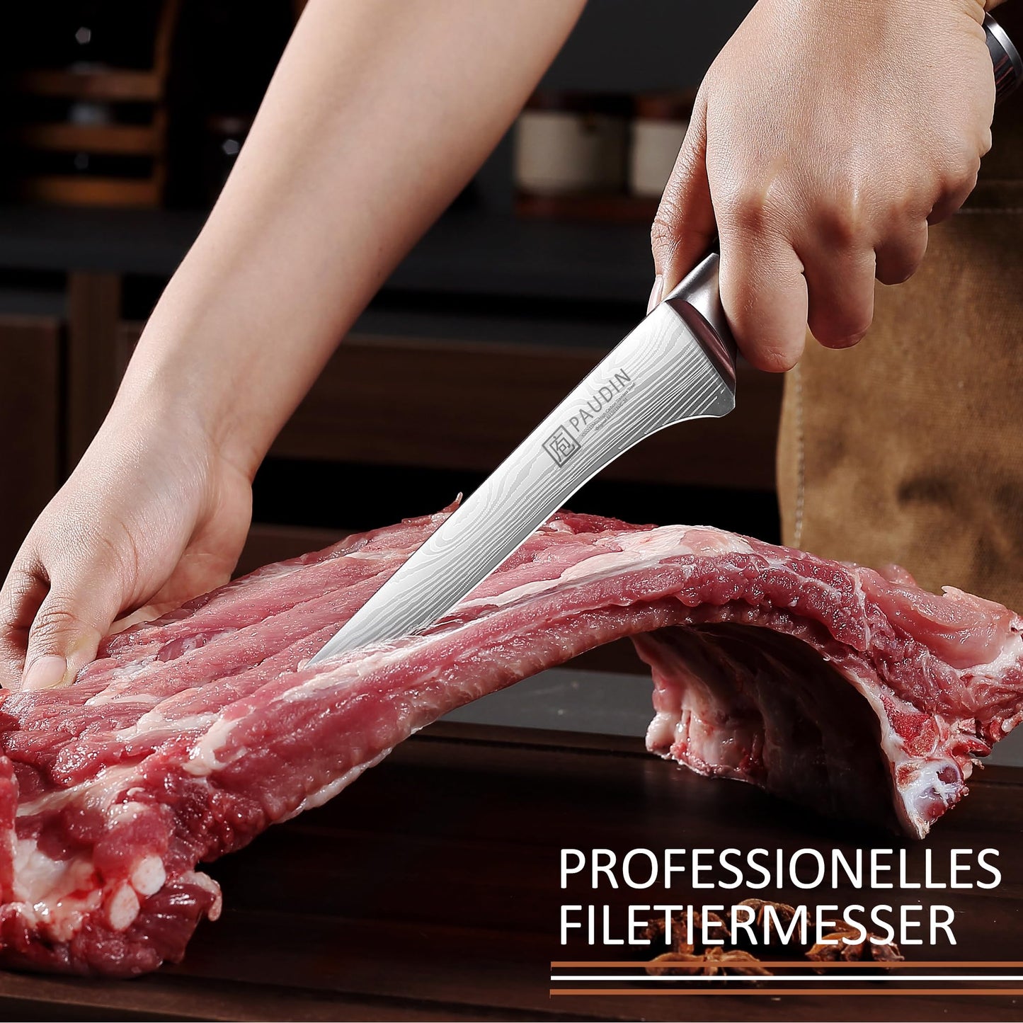 PAUDIN 15 cm fillet knife kitchen knife made of high-quality stainless steel, professional chef's knife with sharp blade
