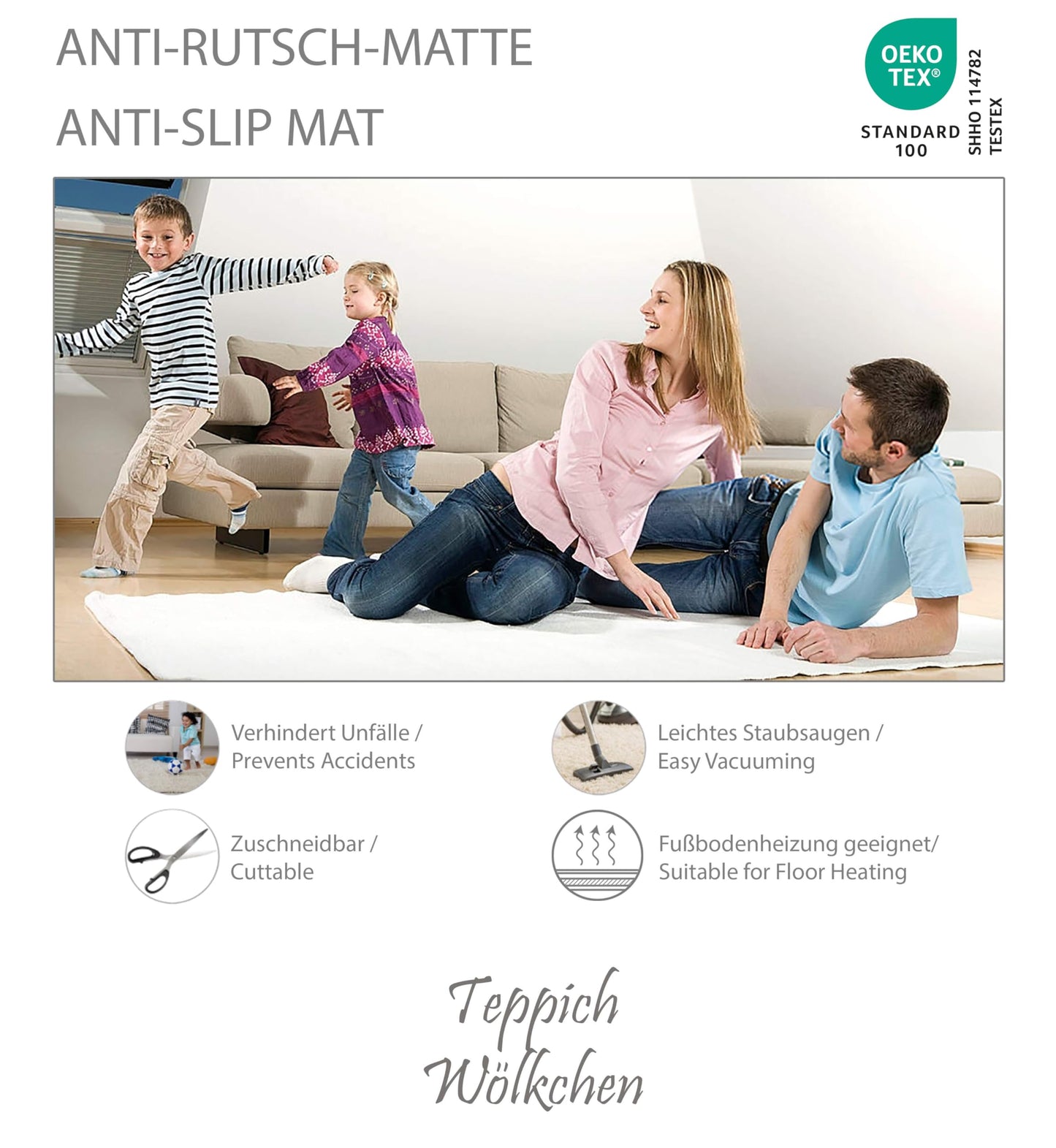 Cloud Carpet Rug Pad Non-Slip Anti-Slip Mat | Rug Gripper | Cuttable Non-Slip Mat Universal for Drawer Car Trunk | 230 cm round