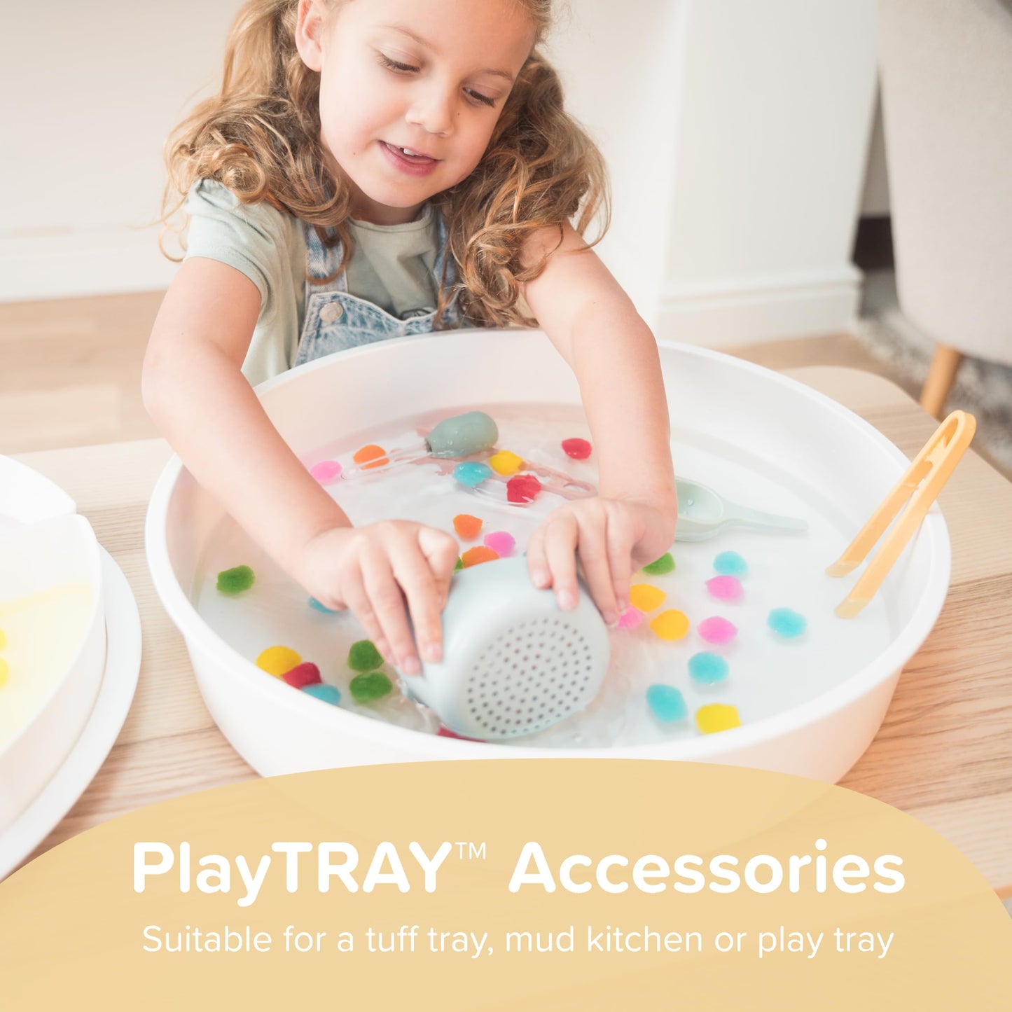 Inspire My Play - 3 x Nature Stackable Silicone Bowls and Sieve - Perfect accessory for Sensory Play Tray - Accessories for Tuff Tray - Toys for Early Development & Activity Play.