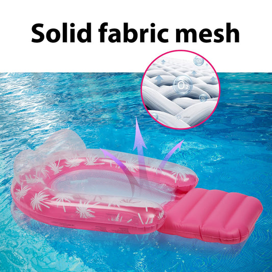 YIHELU inflatable pool hammock with mesh, inflatable water hammock with net and headrest, inflatable floating water bed with mesh, floating lounge chair pool toy.