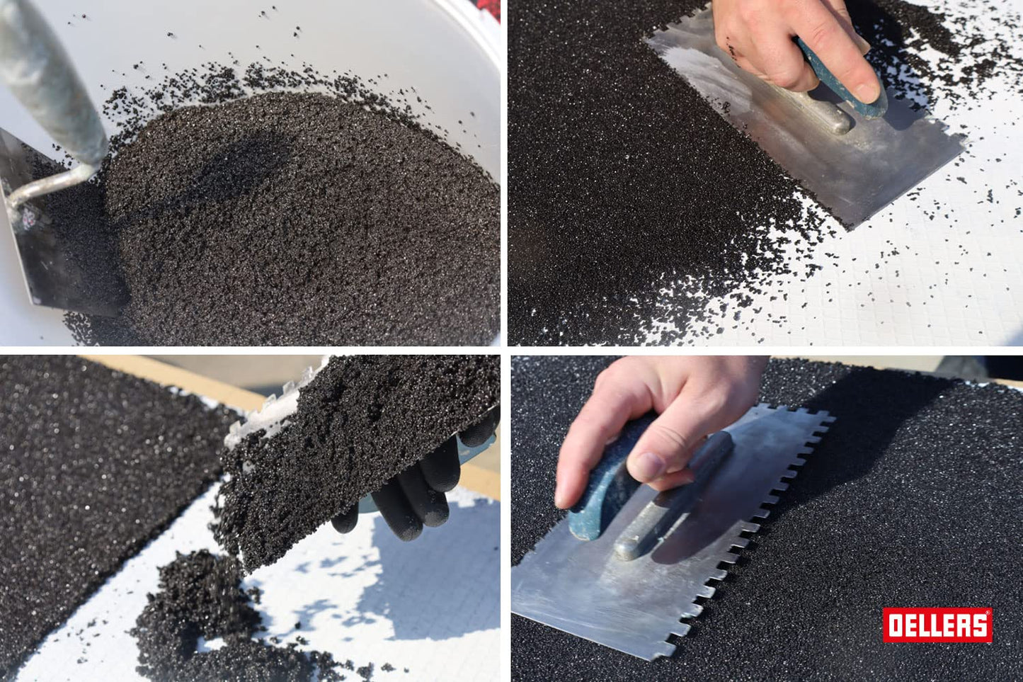 OELLERS Stone Carpet Kit, Black, 10kg, seamless 2k floor coating for indoor & outdoor use, based on epoxy resin, excellent for kitchens, bathrooms, garages, and more.