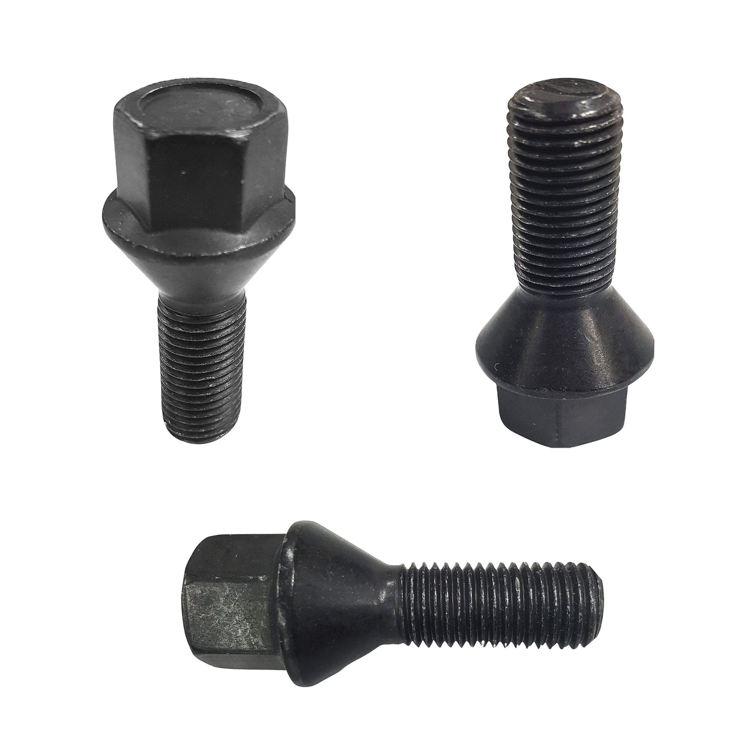 20 wheel bolts cone seat black M14x1.5 28mm