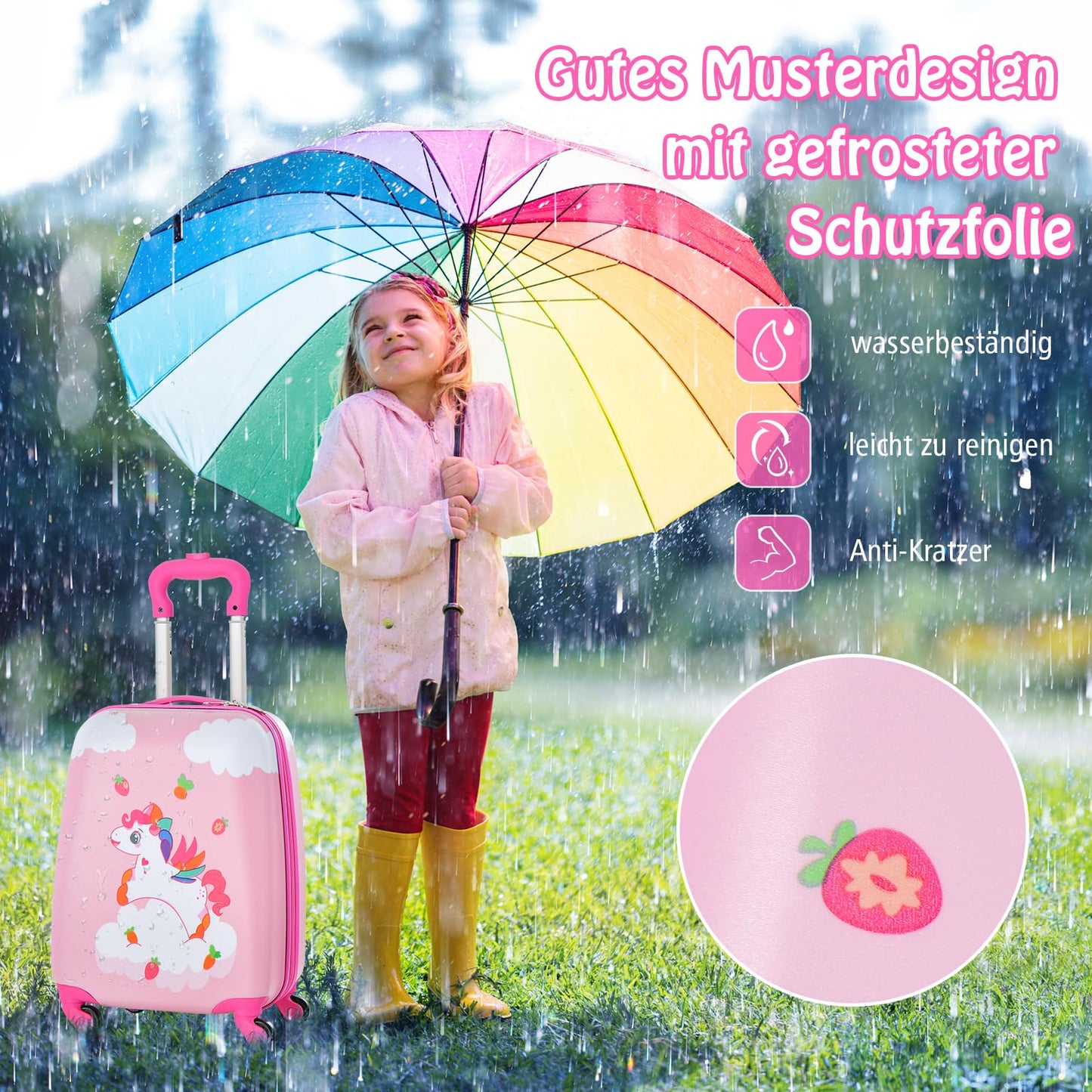 DREAMADE 2 piece kids suitcase & backpack, 16” +12” kids luggage set, kids trolley luggage, carry-on travel luggage hard shell suitcase for kids (Pink, 16 inch +12 inch)
