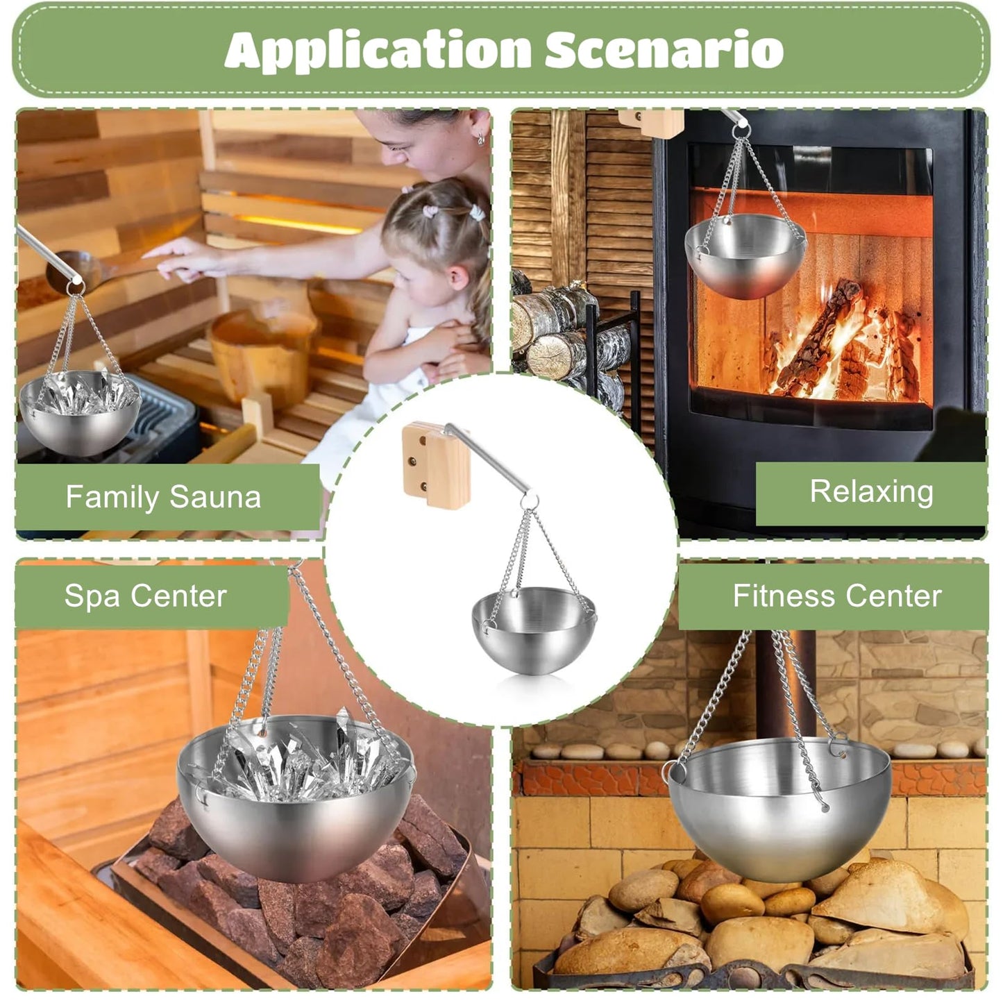 Duocon Bowl Sauna, Stainless Steel Bowl with Accessories, Sauna Herb Bowl, Hanging Sauna Vaporizer Bowl, for Sauna and Spa Infusions, Gift Ideas