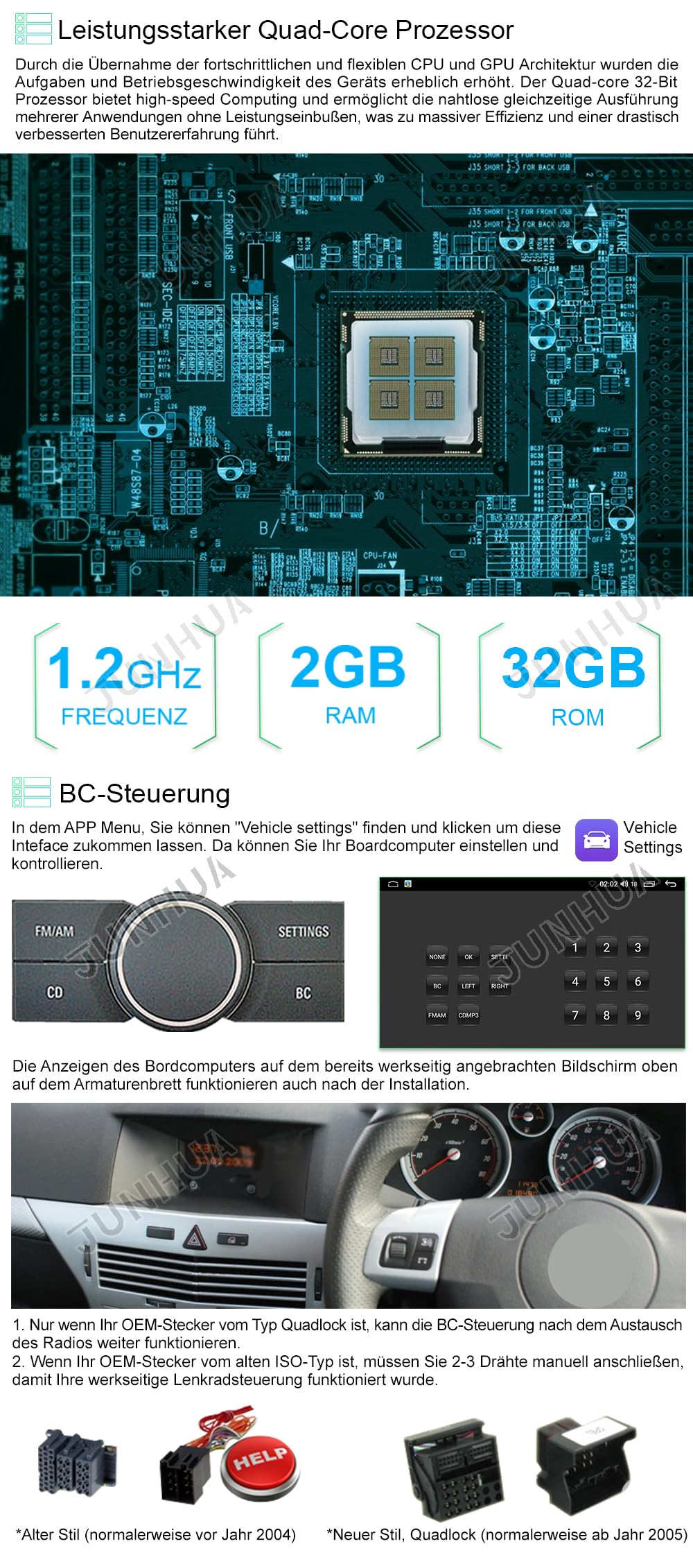 JUNHUA 8" Android 13 2GB+32GB Car Stereo for Opel Corsa c d h Vectra Astra Zafira Meriva Vivaro Twintop Signum Radio Wireless Carplay Android Auto GPS Nav Bluetooth WiFi (Gray)
