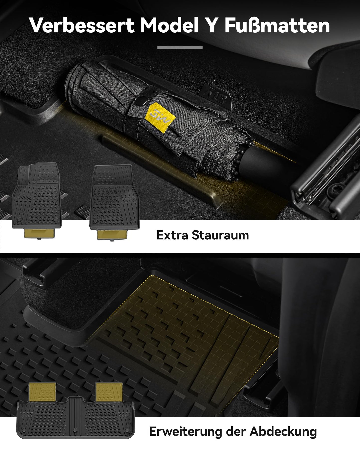 3W Tesla Model Y New 2025 2026 Juniper Floor Mats and Cargo Liner, TPE All-Weather Custom Fit Floor Mat 1-2 Rows and Cargo Mats Complete Set Tesla Model Y 2025 2026 Car Floor Mats Accessories