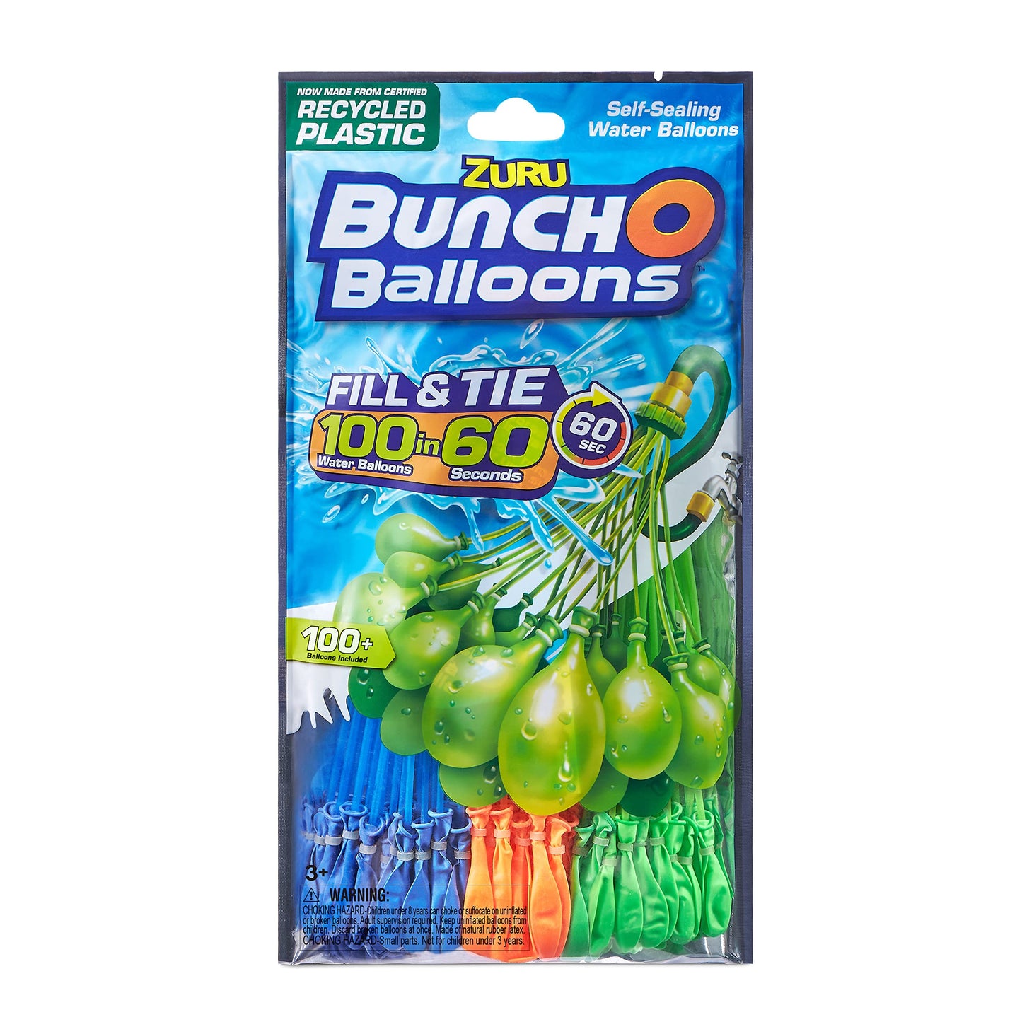 Bunch O Balloons 100 quick-fill, self-sealing water balloons (1 pack of 3 units) (pack of 2)