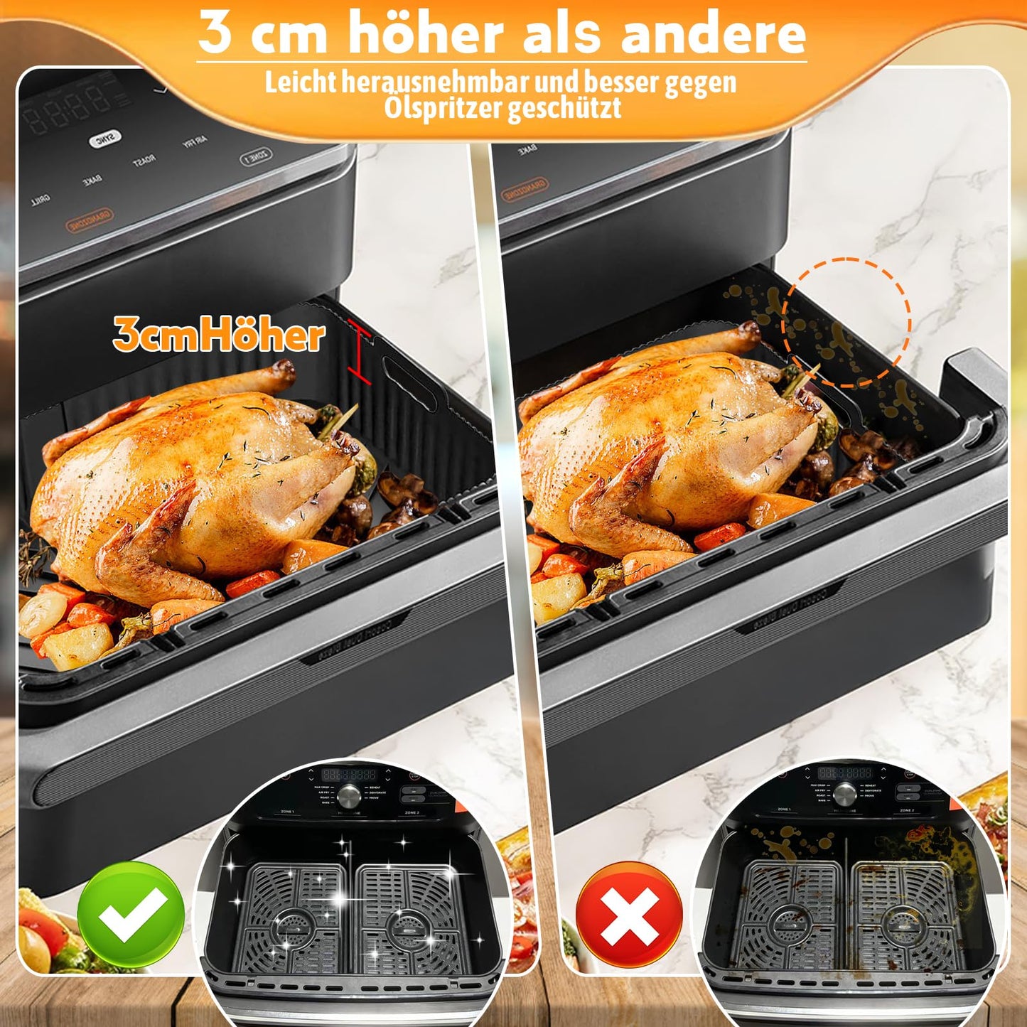 Hot air fryer accessories for Ninja Foodi Flexdrawer 10.4L air fryer AF500EU AF500EUCP, Airfryer accessories 2x5.2L silicone mold for Ninja air fryer, Ninja Flex Drawer accessories.