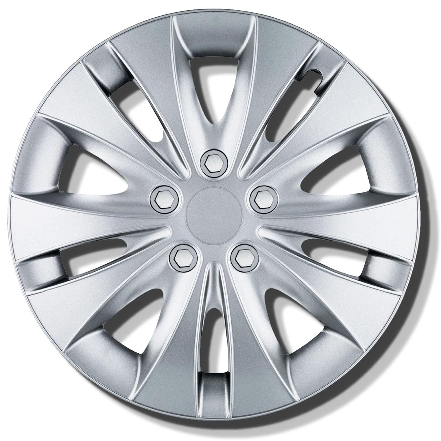 15-inch wheel caps - Silver hubcaps 4-piece set of 13-16 inches - Stormer wheel trims for steel rims - Decorative caps in black or silver - Wheel covers for car wheels