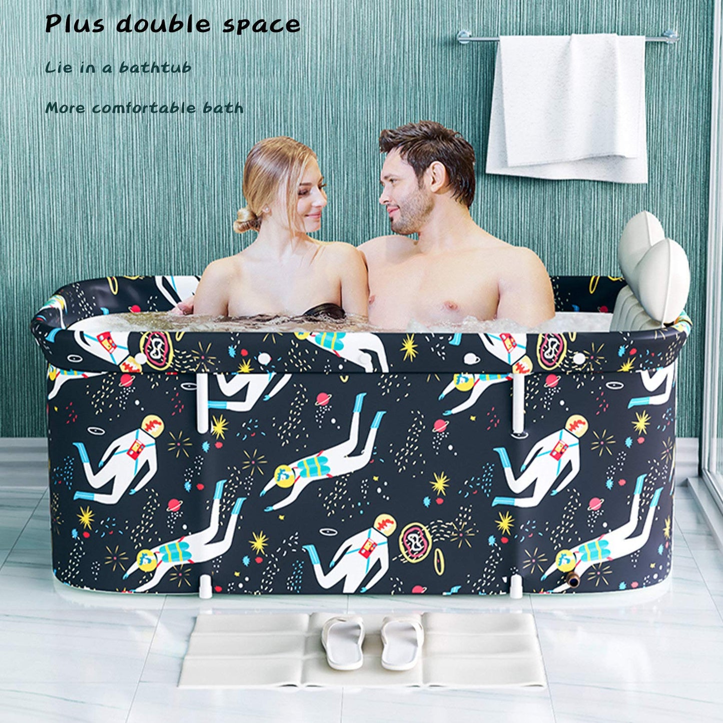 OUCRIY 120x55x50cm Portable Adult Foldable Bathtubs, Portable Student Bathtub Family Bathtubs Kids, Temperature Retention Bathtub, Ideal for Hot Baths and Ice Baths.