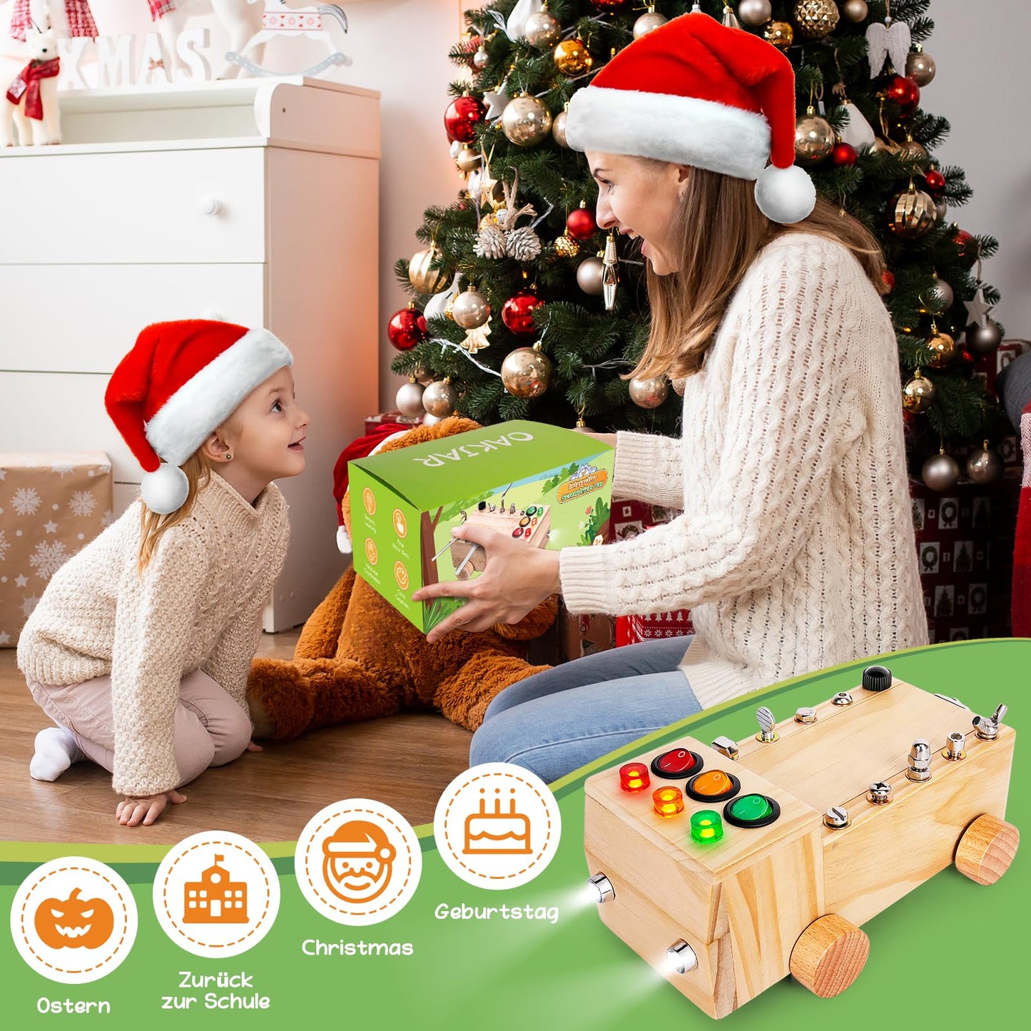 OAKJAR Montessori screwdriver board, Montessori toy for 2-6 year olds, Montessori busy board, wooden motor skills toy, educational toy for babies toddlers boys girls.