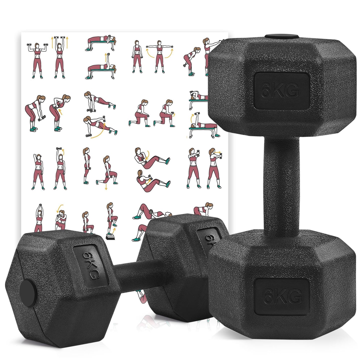 Yaheetech Dumbbells Set of 2 for strength training or home use. Dumbbell Set 2 pieces 2x6 kg Fitness 2-pack.