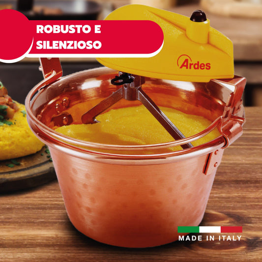 ARDES - AR24AM60 Copper pot 26cm diameter Mixer for jam Polenta, Ardes mixer pot with electric motor, bayonet closure, easy cleaning, Electric Polenta mixer 4/7 portions