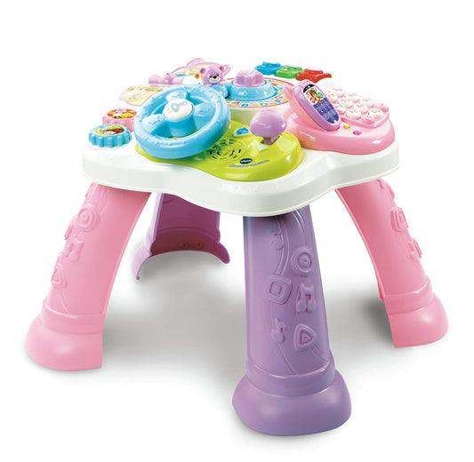 Vtech Baby Activity Table pink - Colorful baby play table with 6 play areas and interactive features - Learn colors, numbers, animals, music, and shapes in a playful way - For children aged 12-36 months.