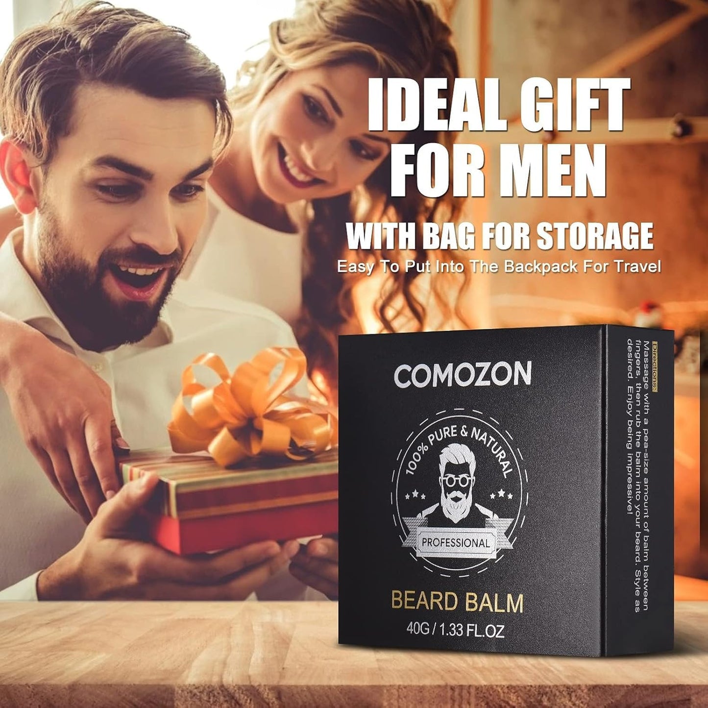 Comozon 12-in-1 Beard Care Set with Beard Roller, Beard Growth Kit with Beard Shampoo Beard Oil Beard Balm Razor Beard Brush Beard Comb Beard Scissors, Gifts for Husband, Boyfriend, and Dad