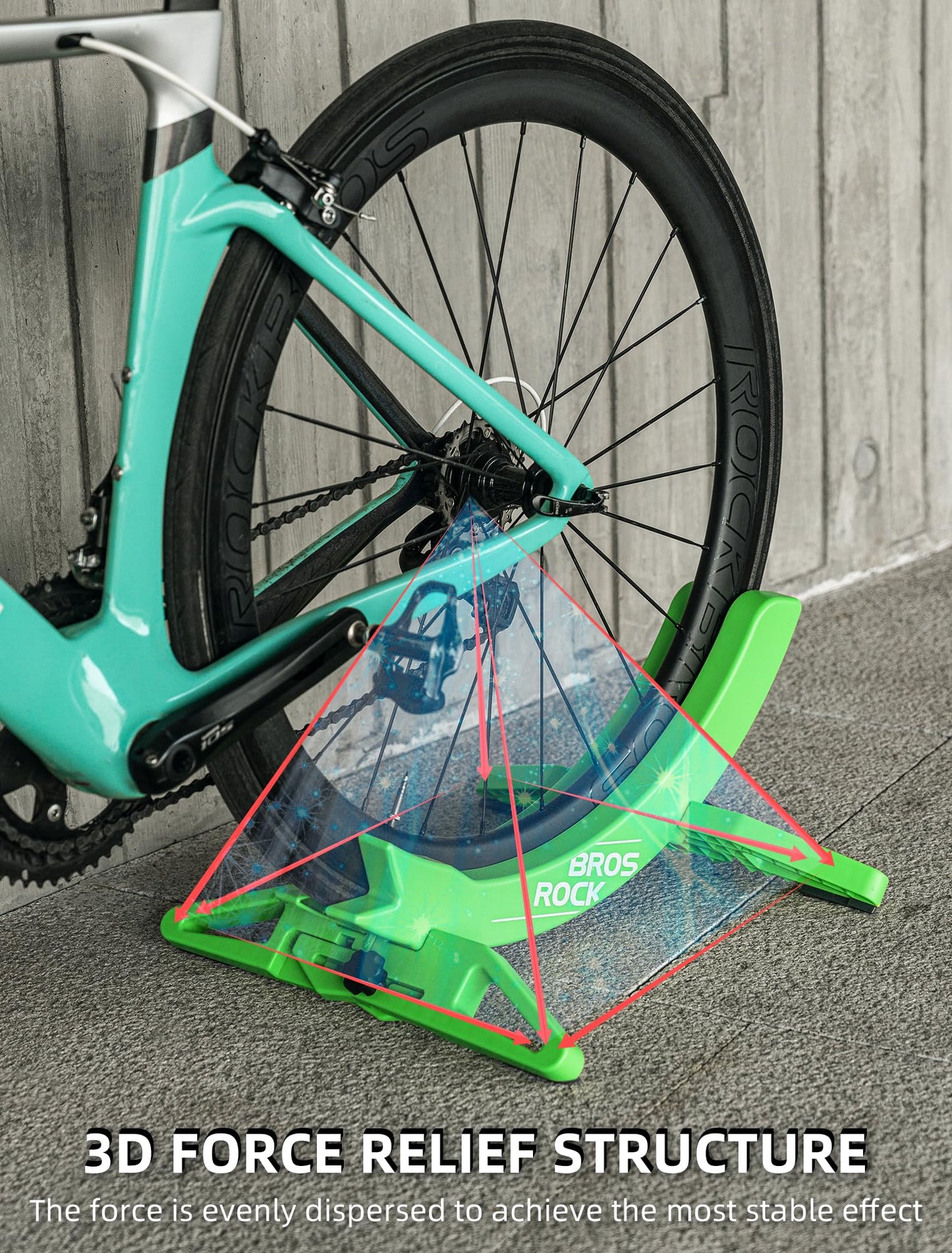 ROCKBROS Bike Floor Stand, adjustable bike stand for all 26-80mm wide bike tires for storage of MTBs and road bikes indoors Green.