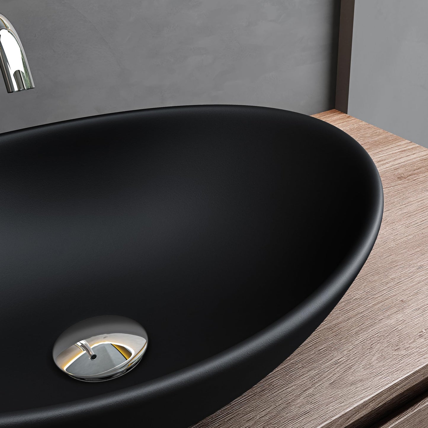Mai & Mai countertop sink basin ceramic washbowl with nano-sealing in Matte Black Brussels205