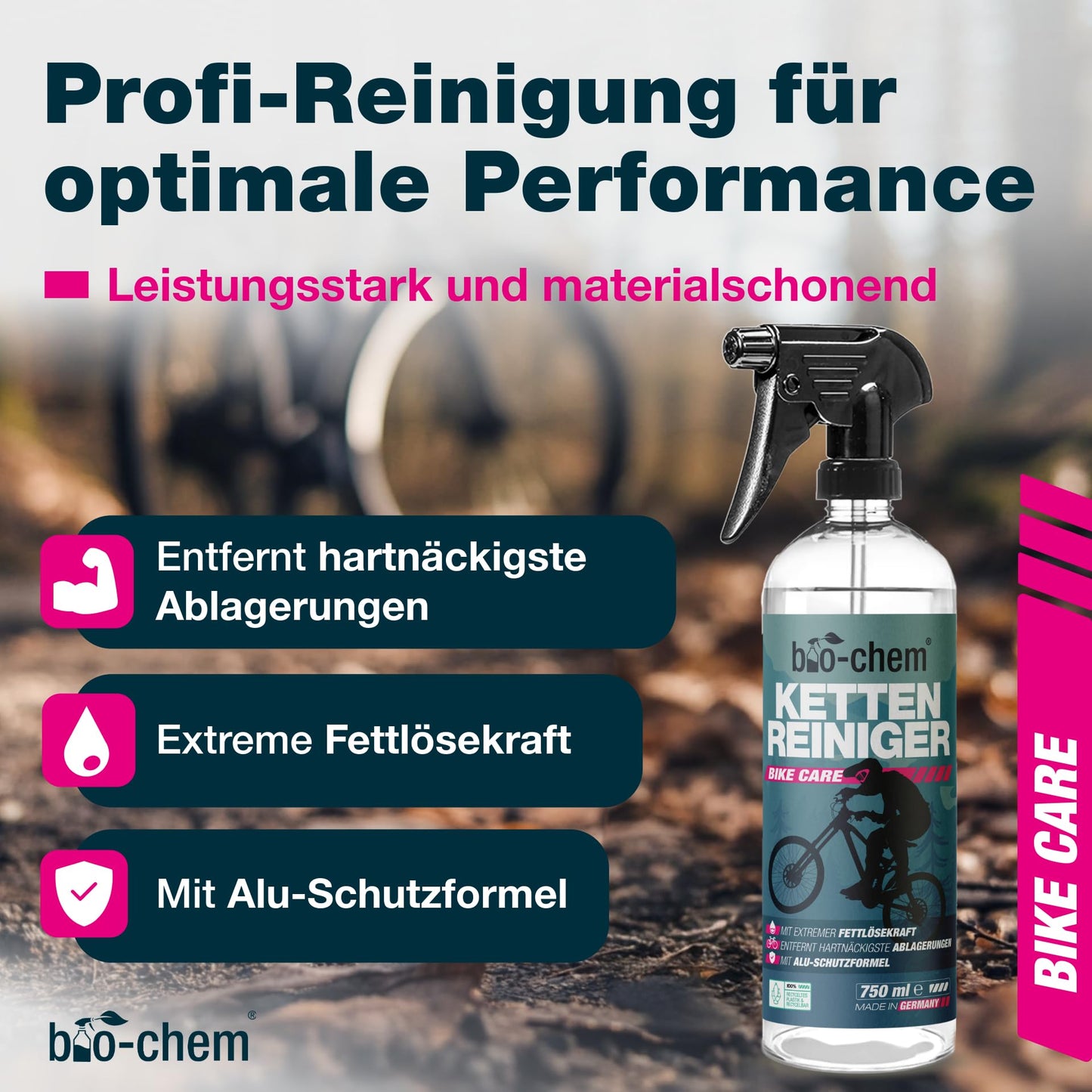 Bio-chem Chain Cleaner Bike Liquid - Drive Degreaser - 2x1000 ml including microfiber cloth - gentle cleaning of the bike chain, cassette, and brake pads.