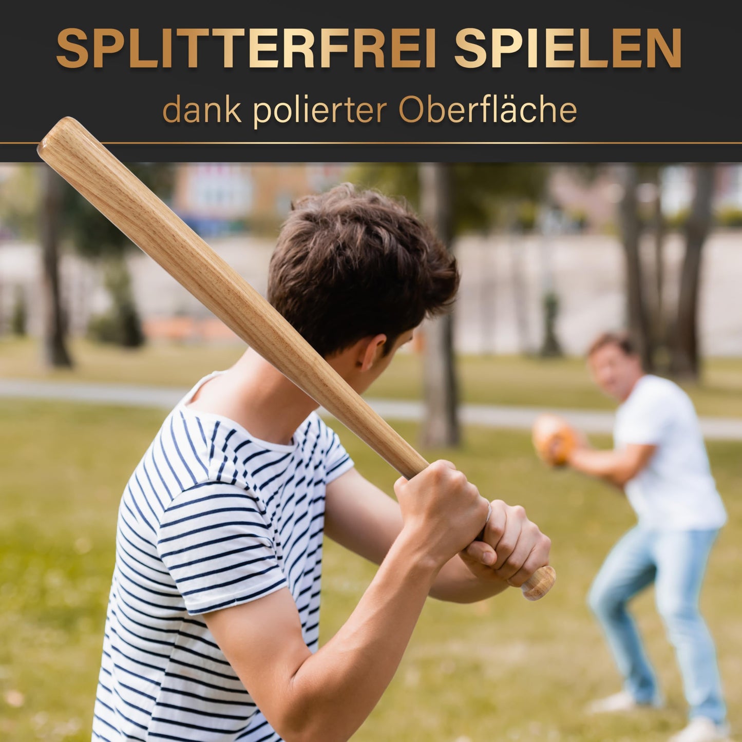 HEROESWORK Baseball bat made of wood or aluminum - Solidly crafted (wood), Non-slip grip 31 inches