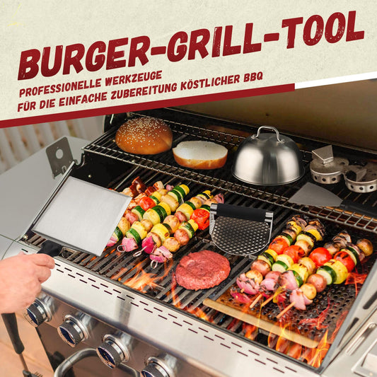 Univinlions Smash Burger Set, Professional Burger Smasher with Smash Burger Press, Burger Bell, Large Grill Spatula & Pancake Turner, Stainless Steel 4-Piece Grill Accessory for Patties, Teppanyaki, Barbecue