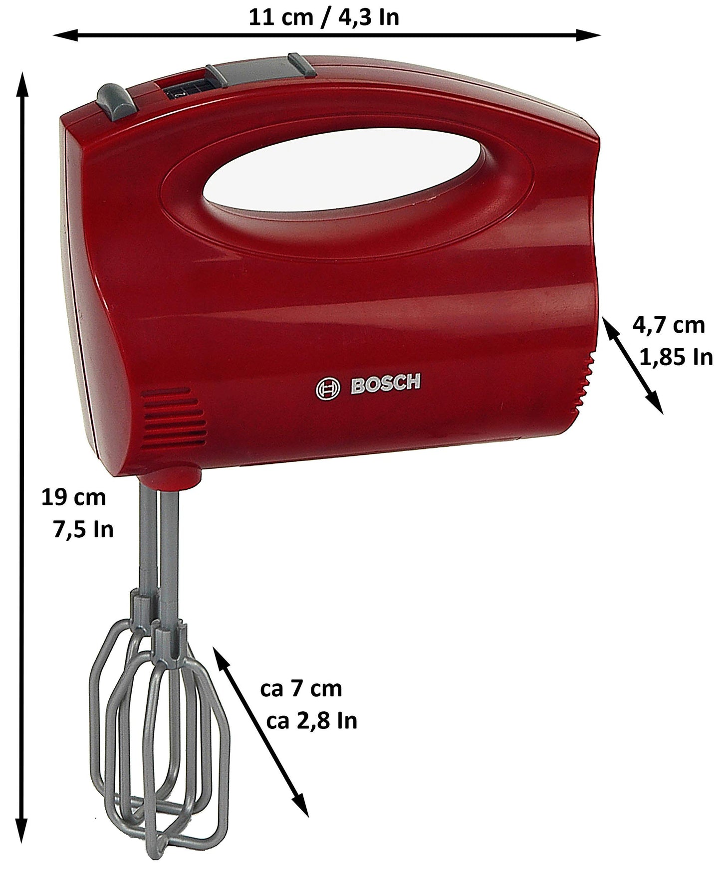 Theo Klein 9574 Bosch hand mixer | Battery-operated mixer with rotating beaters | Toy for children aged 3 and up & Amazon Basics - Baby cells (C) Batteries 1.2V (5000mAh Ni-MH), 4-pack