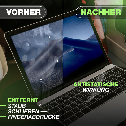 500ml screen cleaning spray + 3X microfiber cloth: 40x40cm, 30x30cm, | Cleaning fluid | For smartphone, laptop, tablet, TV, LCD/TFT, LED, OLED, monitors, watches | No streaking