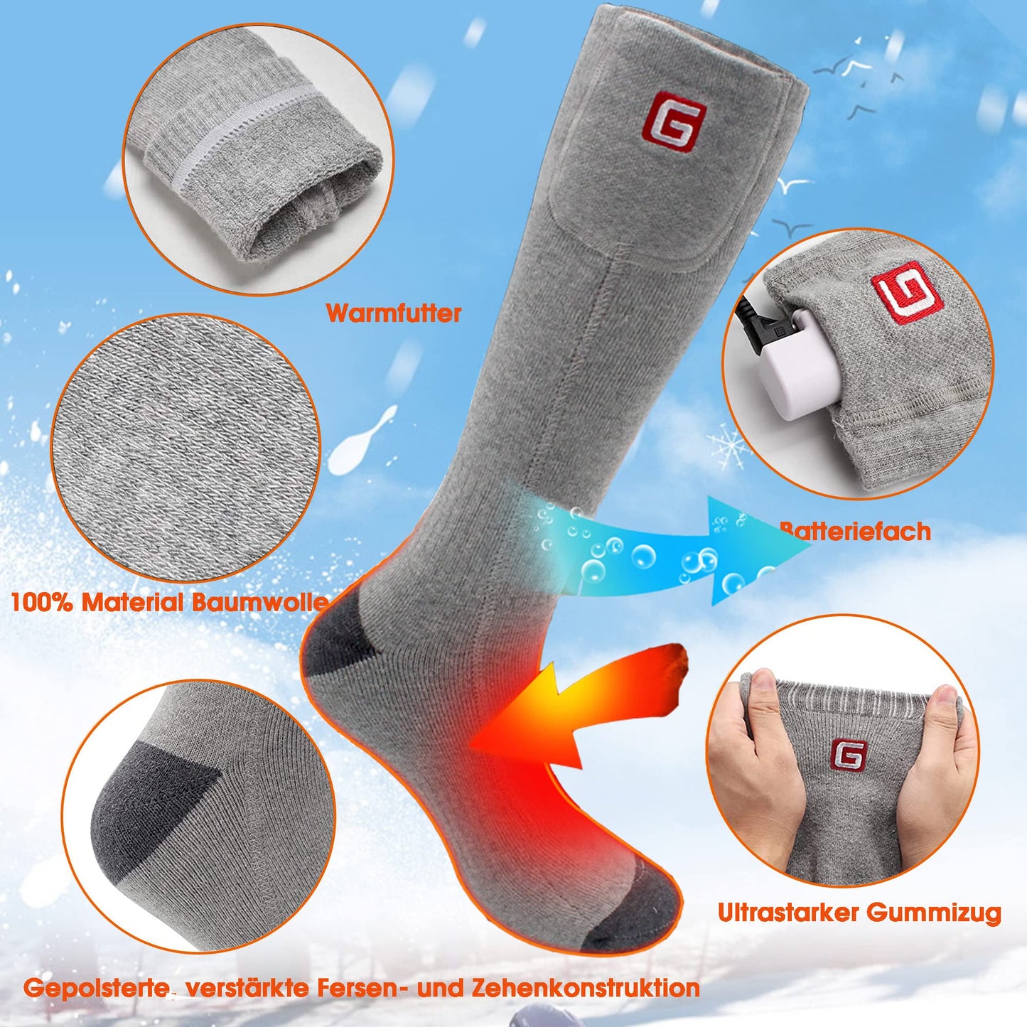 Svpro men women electric heated socks rechargeable washable battery socks, heated socks for foot warmer in cold weather, thermal socks for arthritis neuropathy skiing hunting