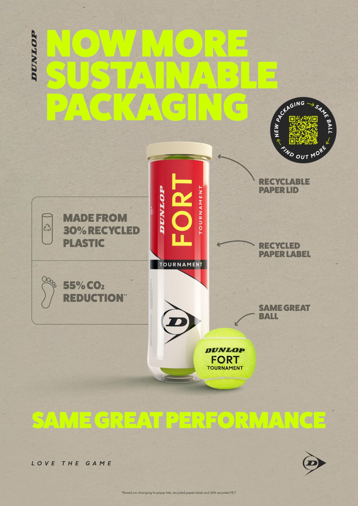 DUNLOP Tennis Ball Fort Tournament - for clay, hard court, and grass (pack of 3)
