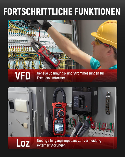 KAIWEETS 1000A AC/DC Current Clamp Meter, 6000 Count Current Measurement Clamp Meter, VFD and LoZ mode, Upgraded Black and White Screen, AC/DC, Resistance, Capacitance, Inrush Current Measurement