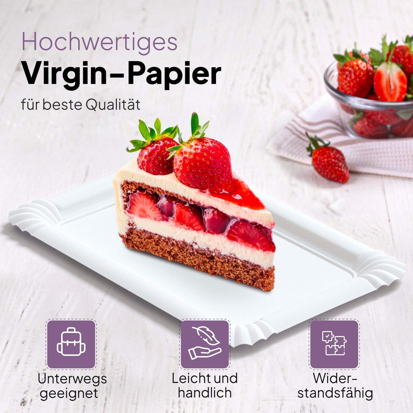 Inoverse 500 Pieces Paper Plates, White Disposable Plates - 10x16cm, Eco-Friendly Party Tableware, Disposable Dinnerware, Cake Plates, Square Paper Plates, Cardboard Plates.