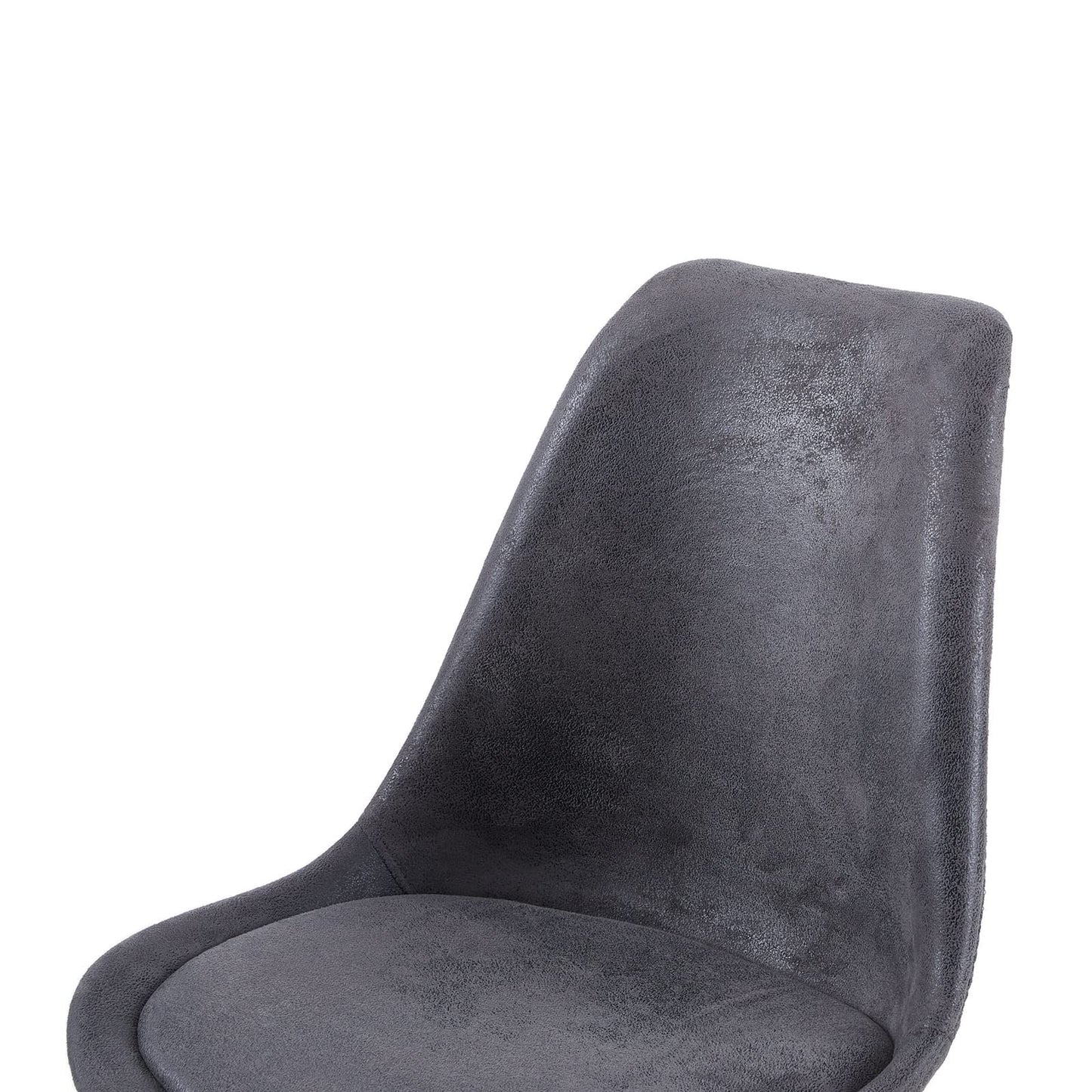 EGGREE 8 Pcs Dining Chairs Scandinavian Design SGS Certified, Suede Upholstered Backrest, Kitchen Dining Chairs with Black Solid Beech Wood Leg, Dark Gray