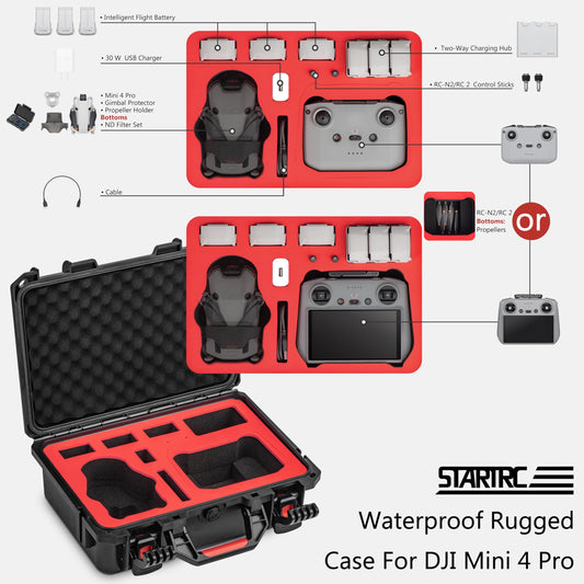 STARTRC Mini 4 Pro case, waterproof hardshell storage bag for DJI Mini 4 Pro/Mini 3/3 Pro RC accessories (RC/N1/N2)
