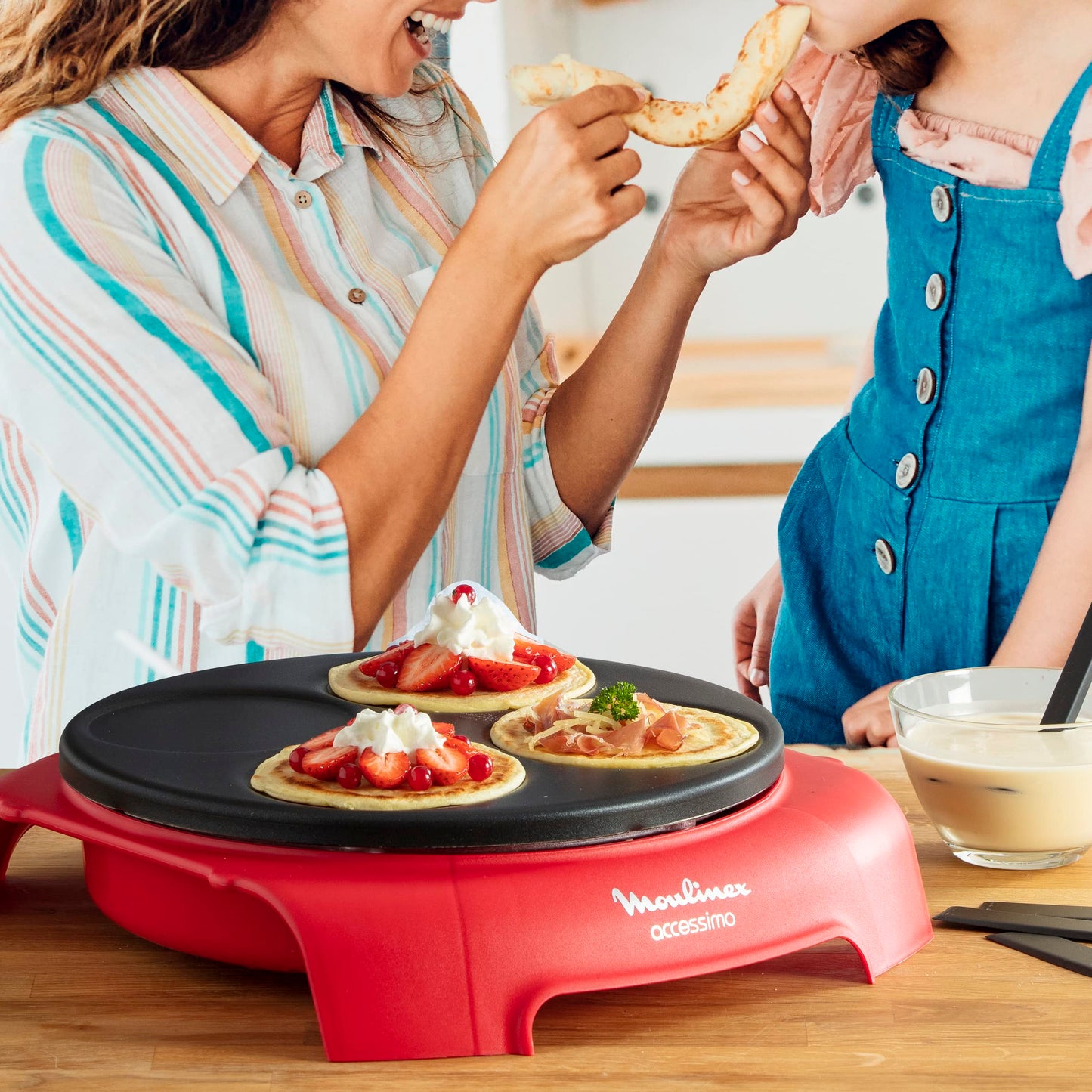 Moulinex Accessimo PY312511 Party Crepe Pancake Set, non-stick coating, thermoplastic insulation system, thermoplastic, Red