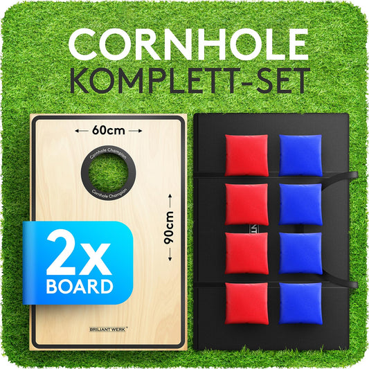 Briliantwerk® Cornhole Game Outdoor - High-quality 11-piece Real Wood Toss Game | Bean Bag Game for Adults & Kids | Bean Bag Game for Outside (painted)