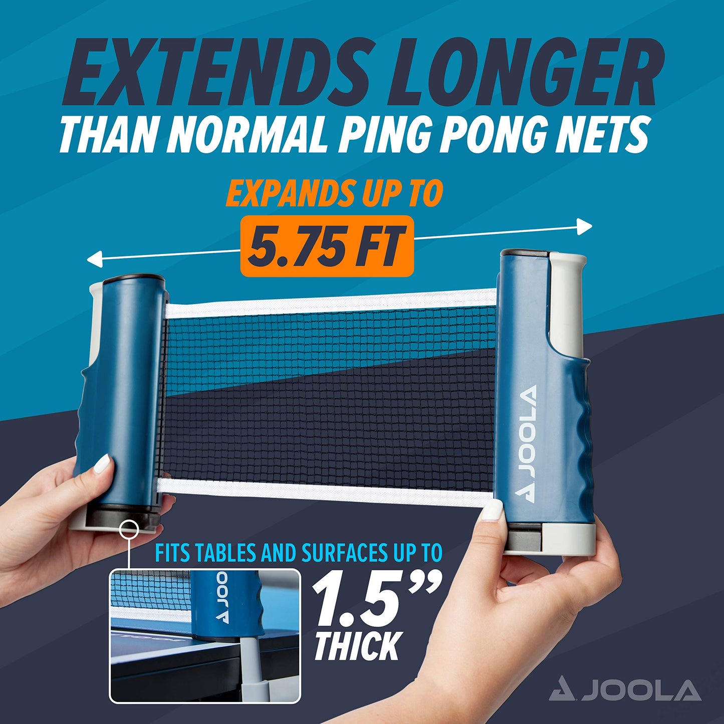 JOOLA Table Tennis Set Quattro, 4 Table Tennis rackets + 10 Table Tennis balls + Bag, 28.5x26x8.5cm & extendable portable Table Tennis net Connect, Set (adjustable length)