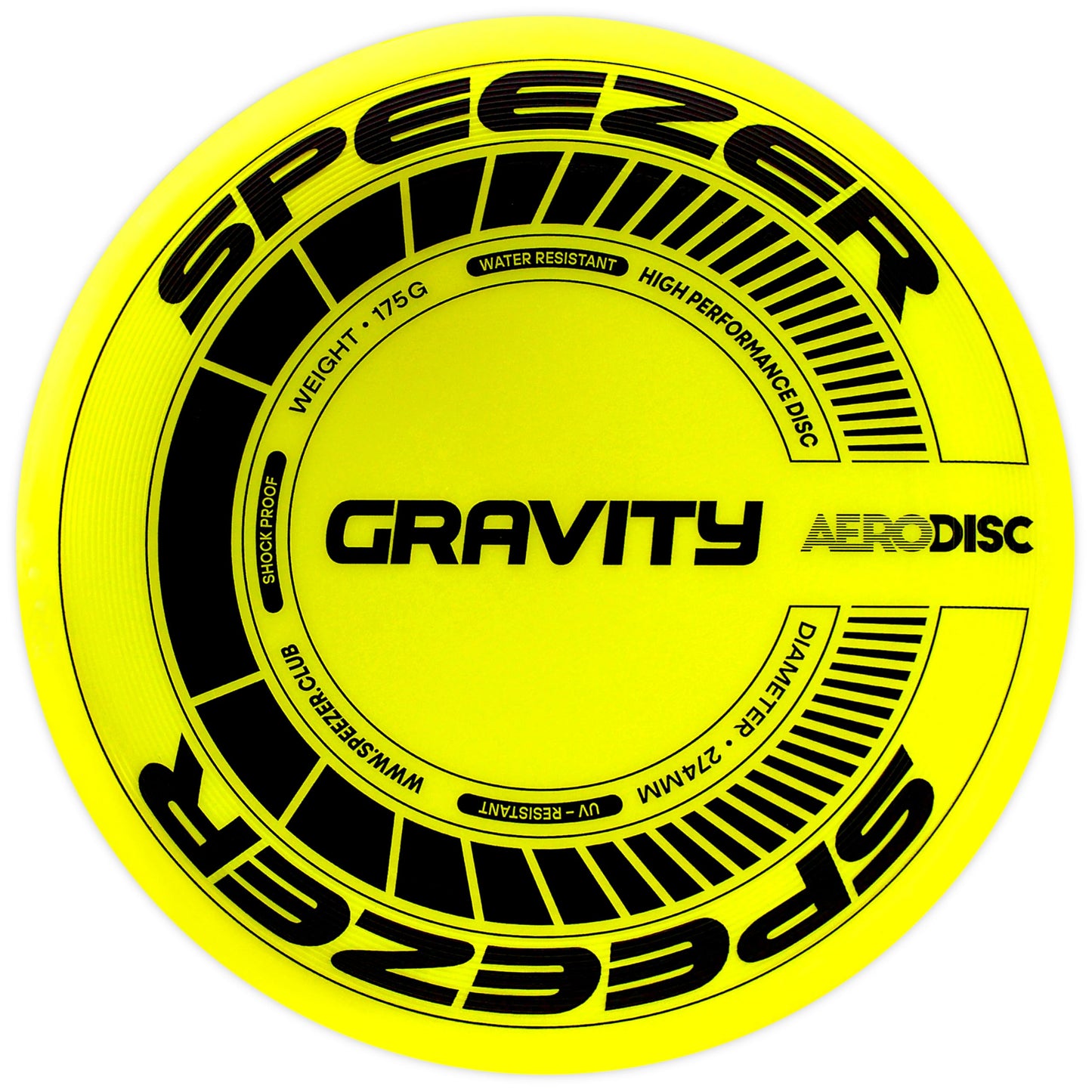 SPEEZERĀ® Gravity Frisbee 175g - the neon yellow professional throwing disc is the outdoor fun sports game - frisbee disc for children adults - ultimate flying disc beach toy frisbee ring throwing ring