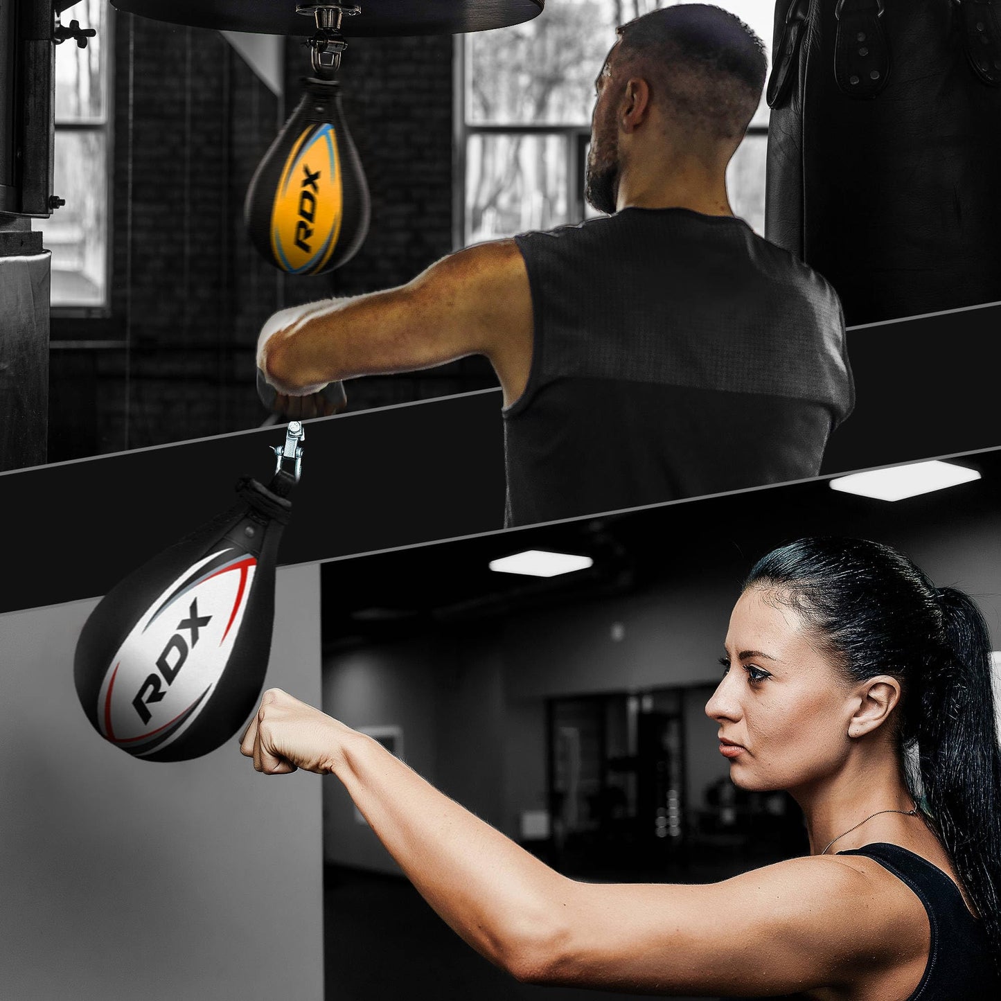 RDX Speed Bag Adult Leather Set, Speedball Hanging with Bracket, Professional Punching Ball Boxing Speed Bag, Speed Ball Boxing Training Equipment.