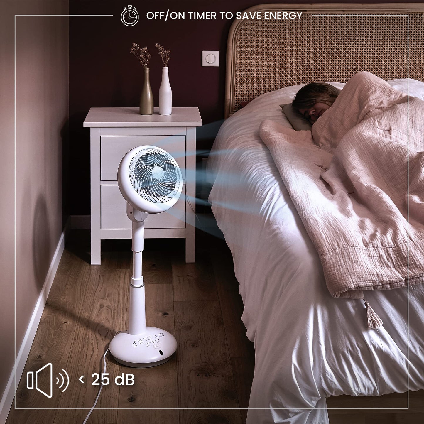 Iris Ohyama Woozoo, 37m², White, 10 speeds, Remote control, Oscillating, quiet, Table Fan, Desk fan, Floor fan, portable, DC motor, STF-DC15T